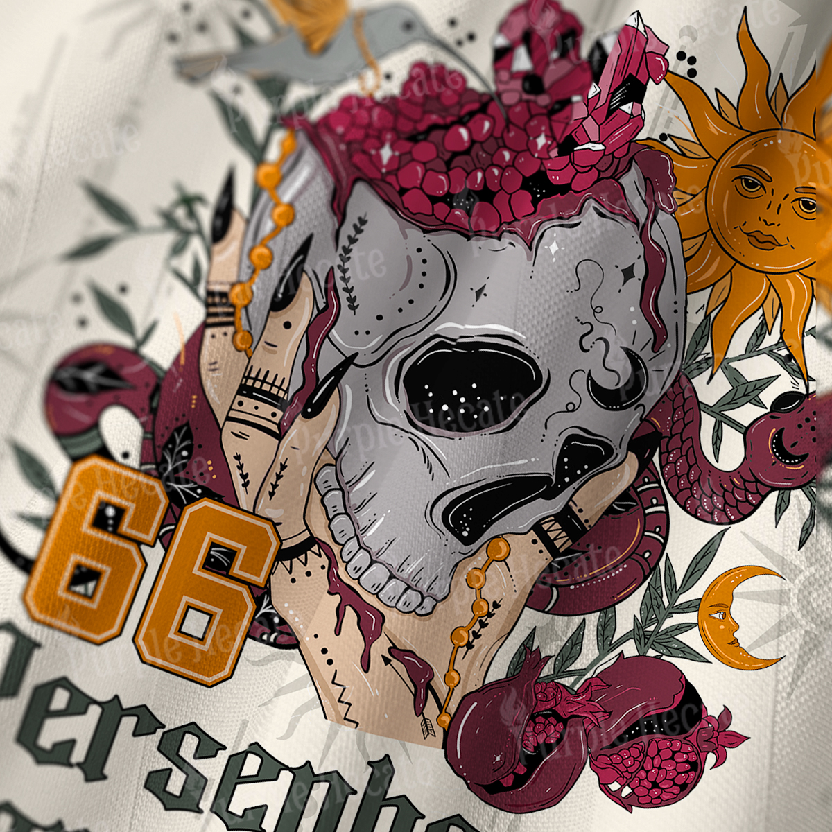 Purplehecate Persephone's Pomegranates Long Sleeve Jersey Shirt