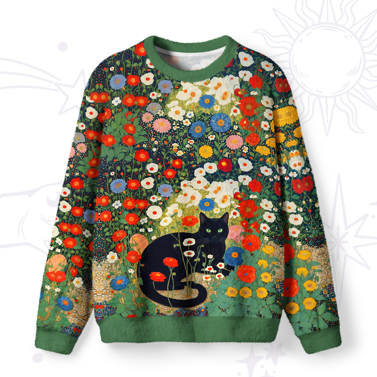 Purplehecate Vintage The Cat in Bloom Fuzzy Ugly Sweatshirt
