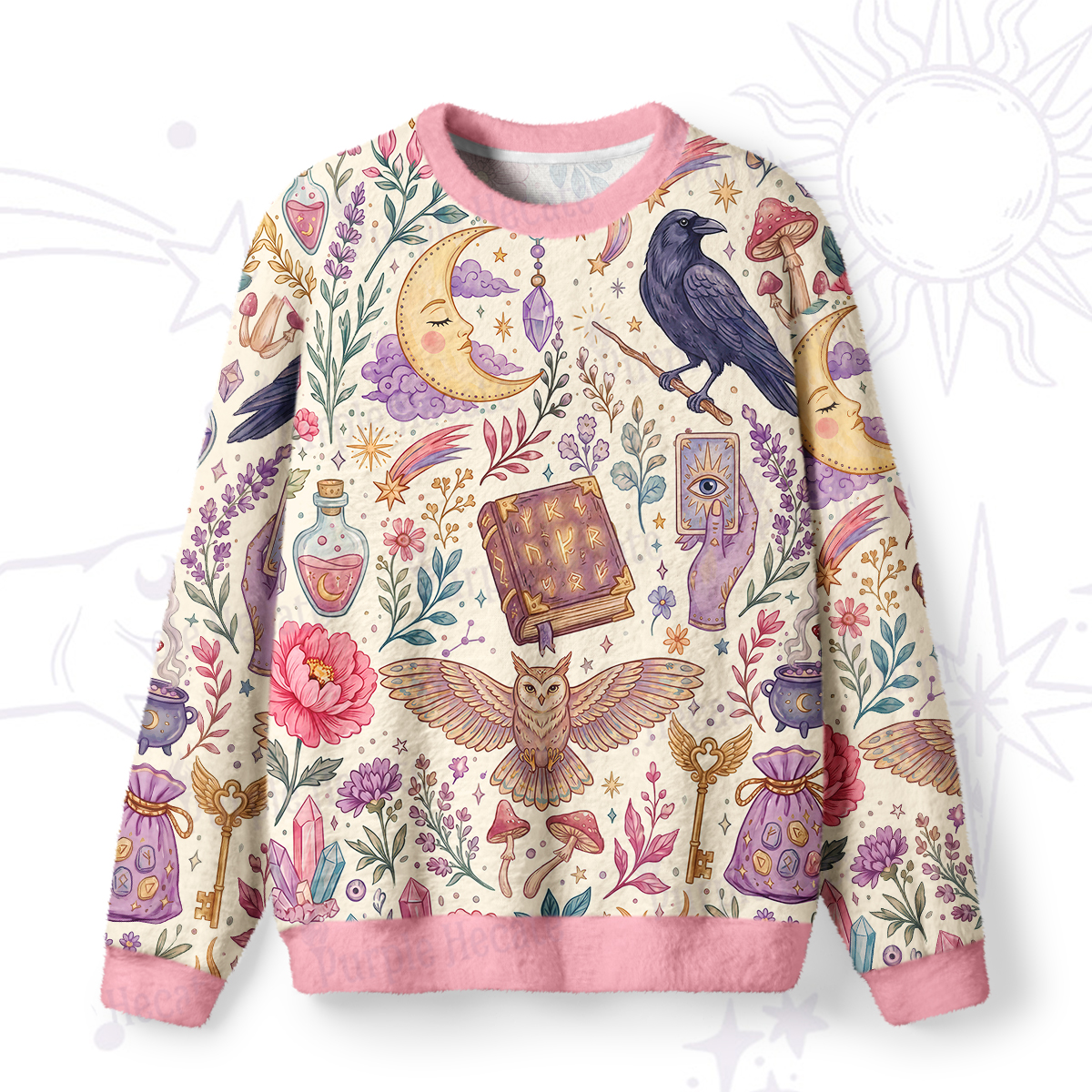 Purplehecate Enchanted Apothecary Raven Fuzzy Ugly Sweatshirt