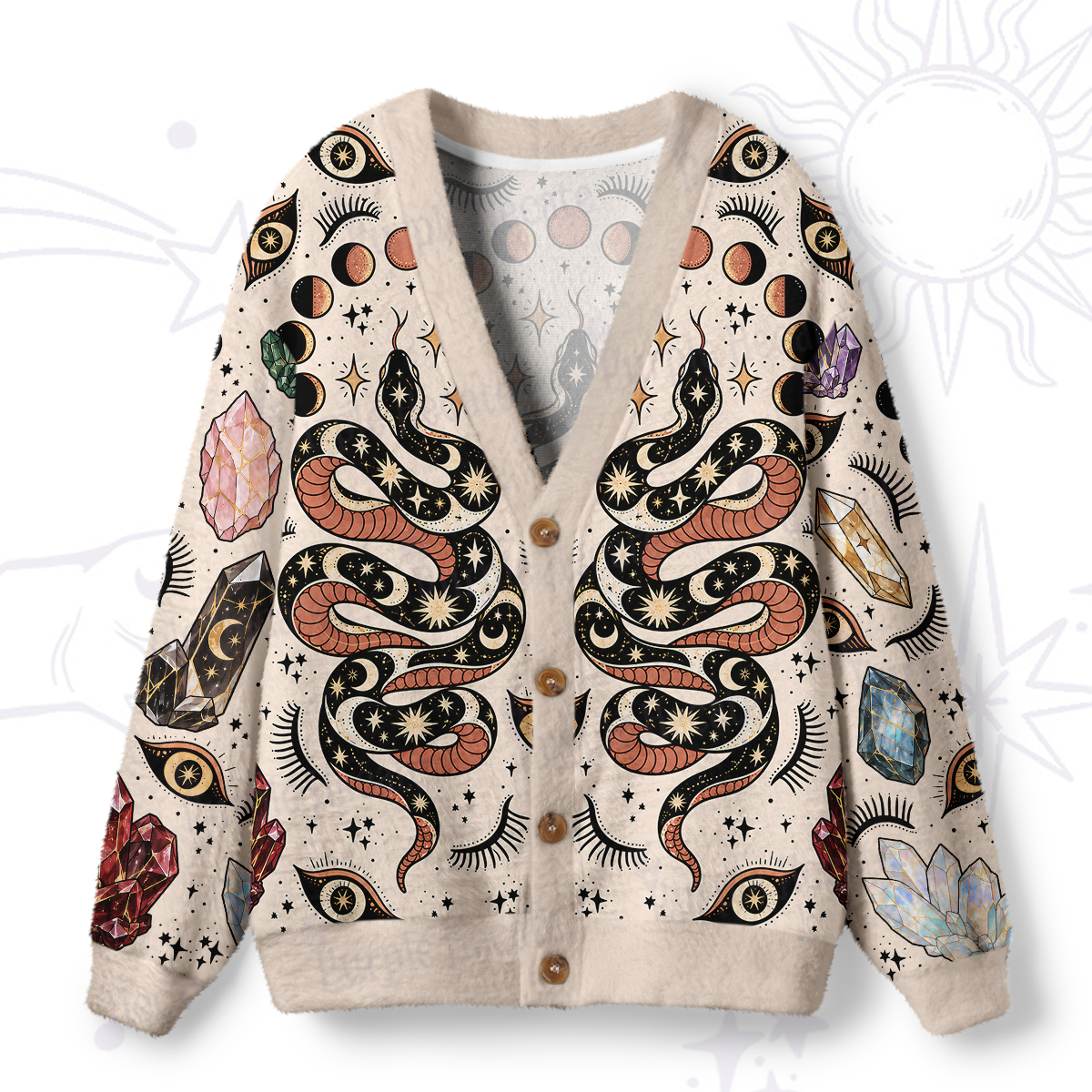 Purplehecate Vintage Serpent and Crystal Ugly Cardigan Sweaters