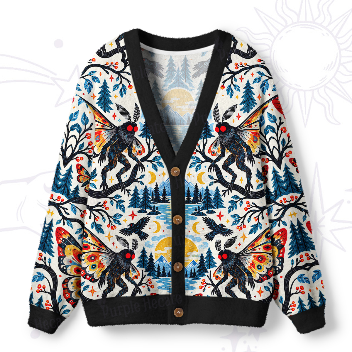 Purplehecate Mothman of Point Pleasant Ugly Cardigan Sweaters
