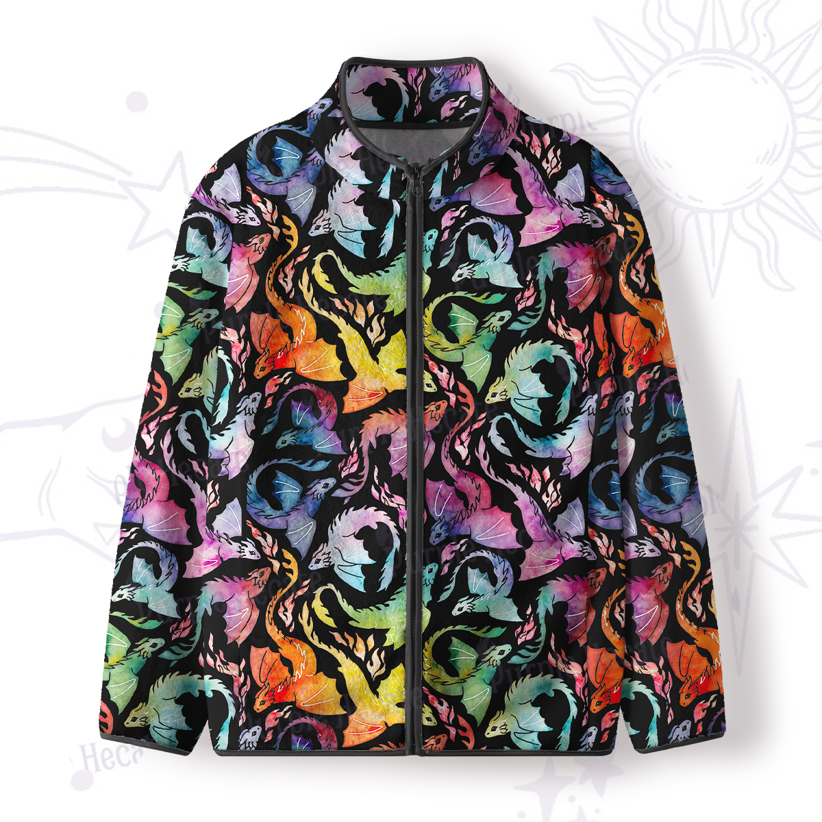 Purplehecate Rainbow Dragon Fire Full Zip Fleece Jacket