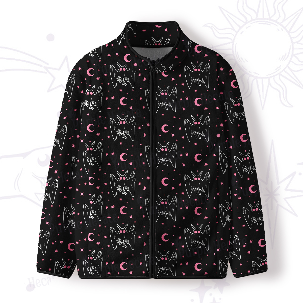 Purplehecate Witchy Mothman Night Full Zip Fleece Jacket