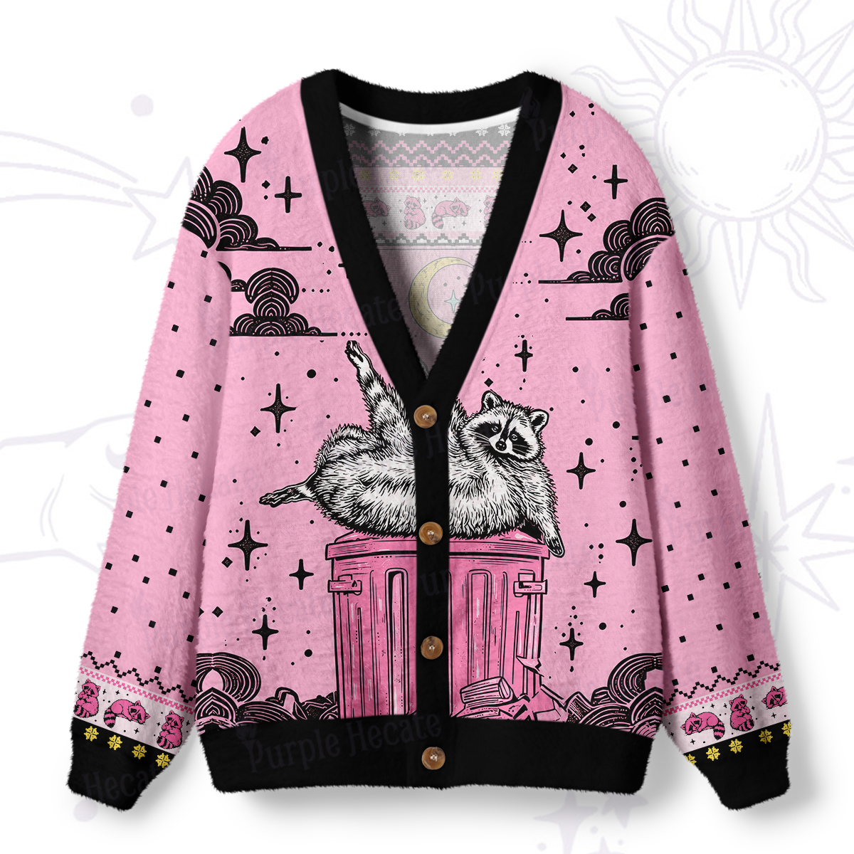 Purplehecate In My Feral Era Raccoon Tarot Ugly Cardigan Sweaters