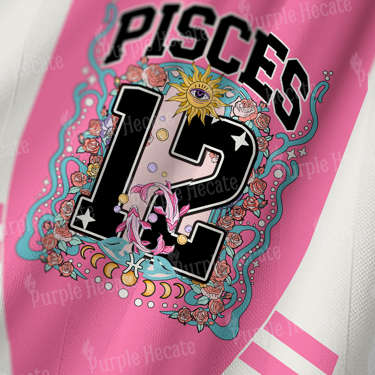 Purplehecate Pisces Spirit Zodiac Long Sleeve Jersey Shirt