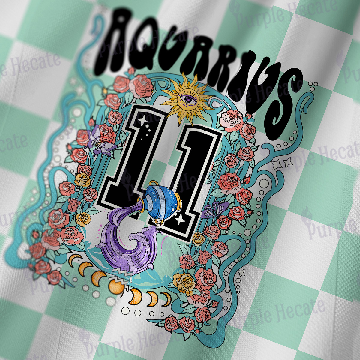 Purplehecate  Aquarius Spirit Zodiac Long Sleeve Jersey Shirt