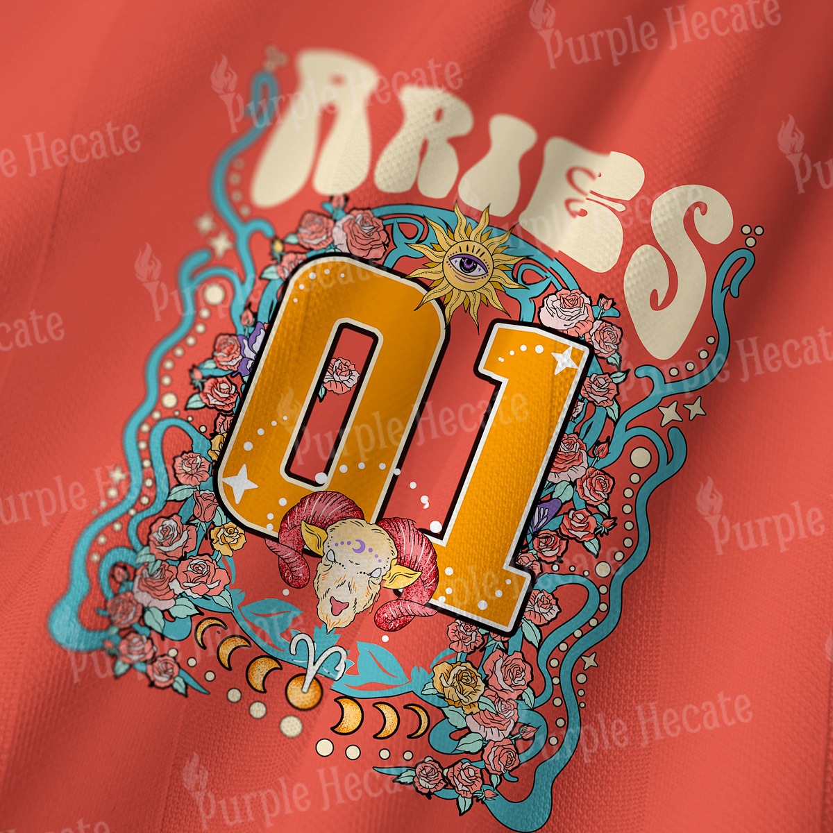 Purplehecate Aries Spirit Zodiac Long Sleeve Jersey Shirt