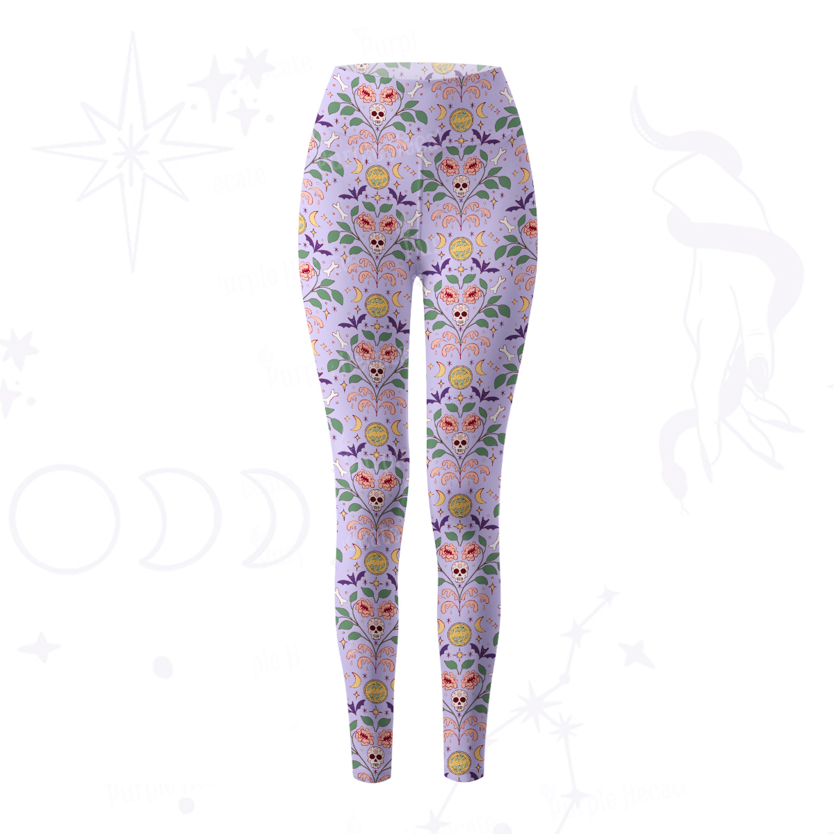 Purplehecate Gothic Floral Skeleton Yoga Pants