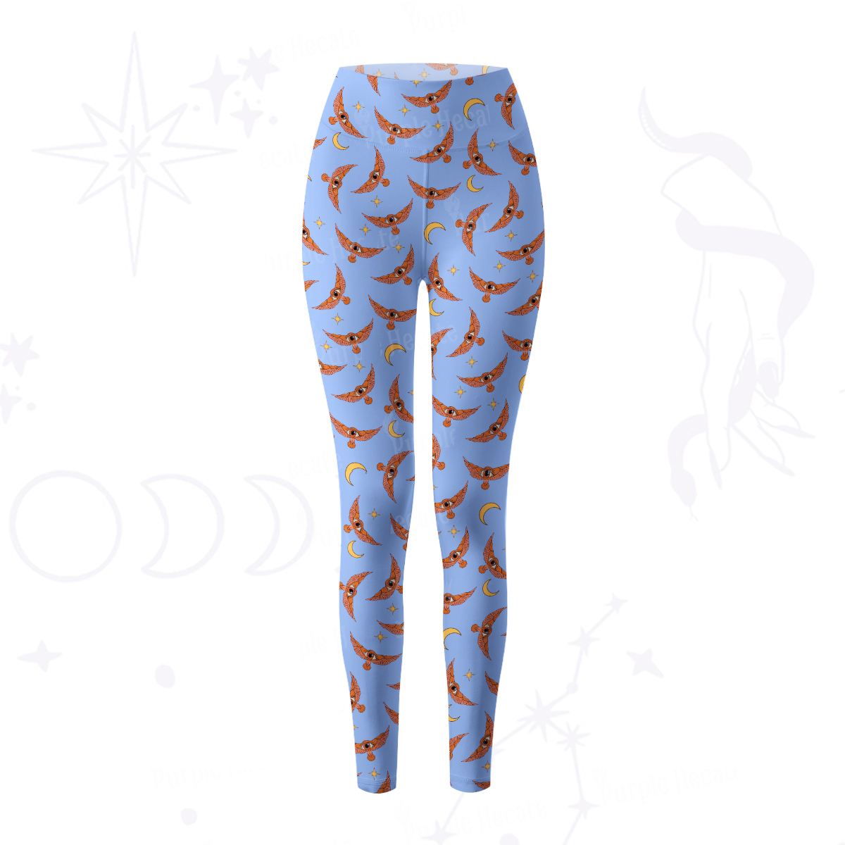 Purplehecate Moth and Moon Yoga Pants