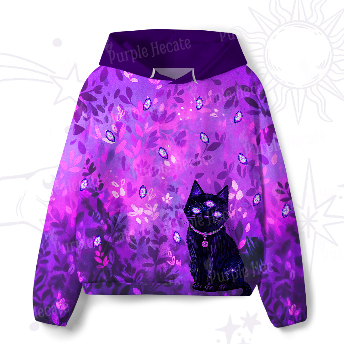 Purplehecate Witch’s Mystic Third-Eye Familiar All-Over Print Hoodie