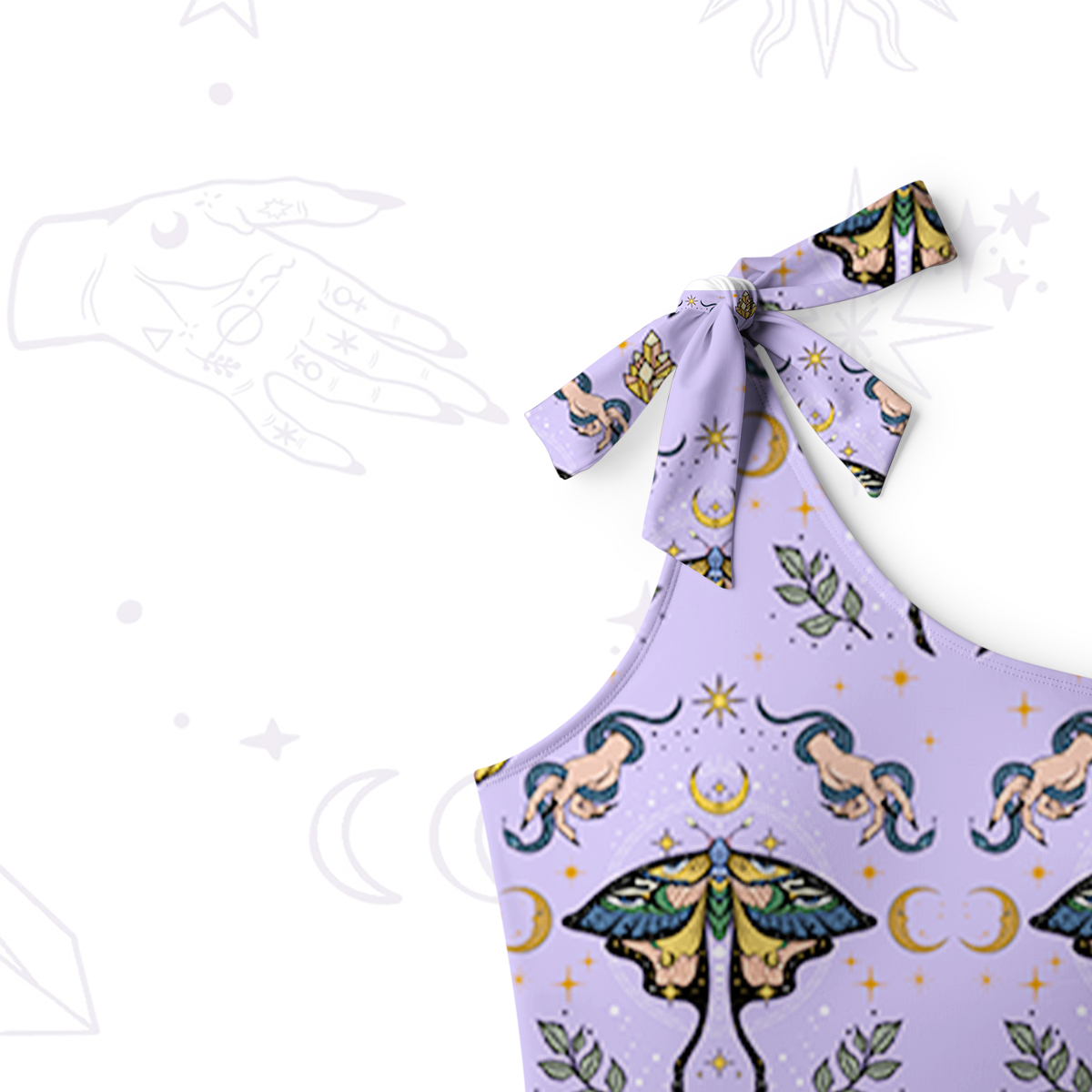 Purplehecate Mystical Moth One-Shoulder One-Piece Swimsuit