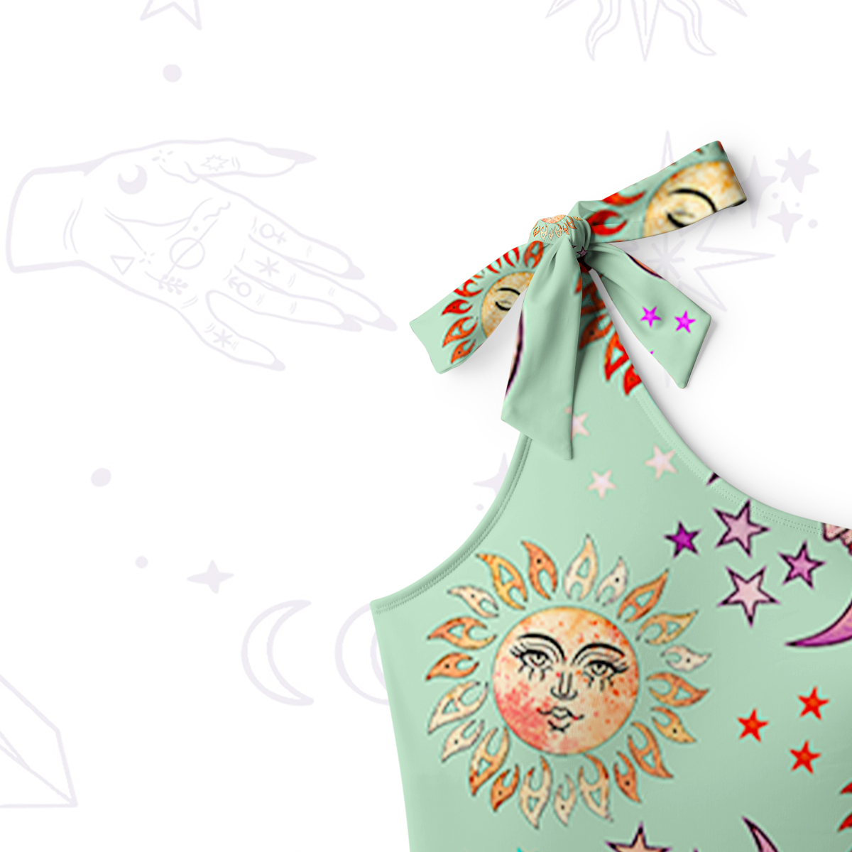 Purplehecate Dancing Suns and Lunar Dreams One-Shoulder One-Piece Swimsuit