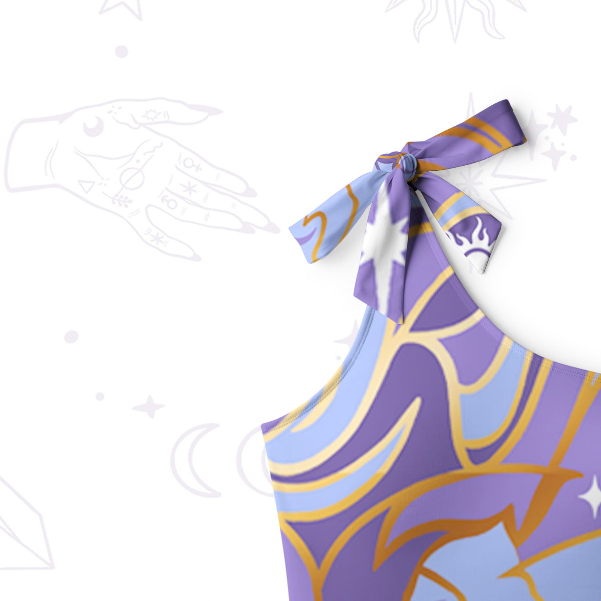 Purplehecate Divination Night Print One-Shoulder One-Piece Swimsuit