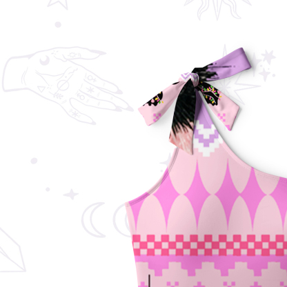 Purplehecate Funny Black Cat in Tree One-Shoulder One-Piece Swimsuit