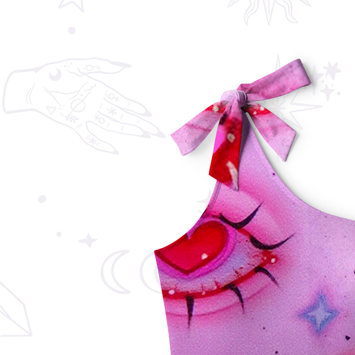 Purplehecate Mystic Love-Eye One-Shoulder One-Piece Swimsuit