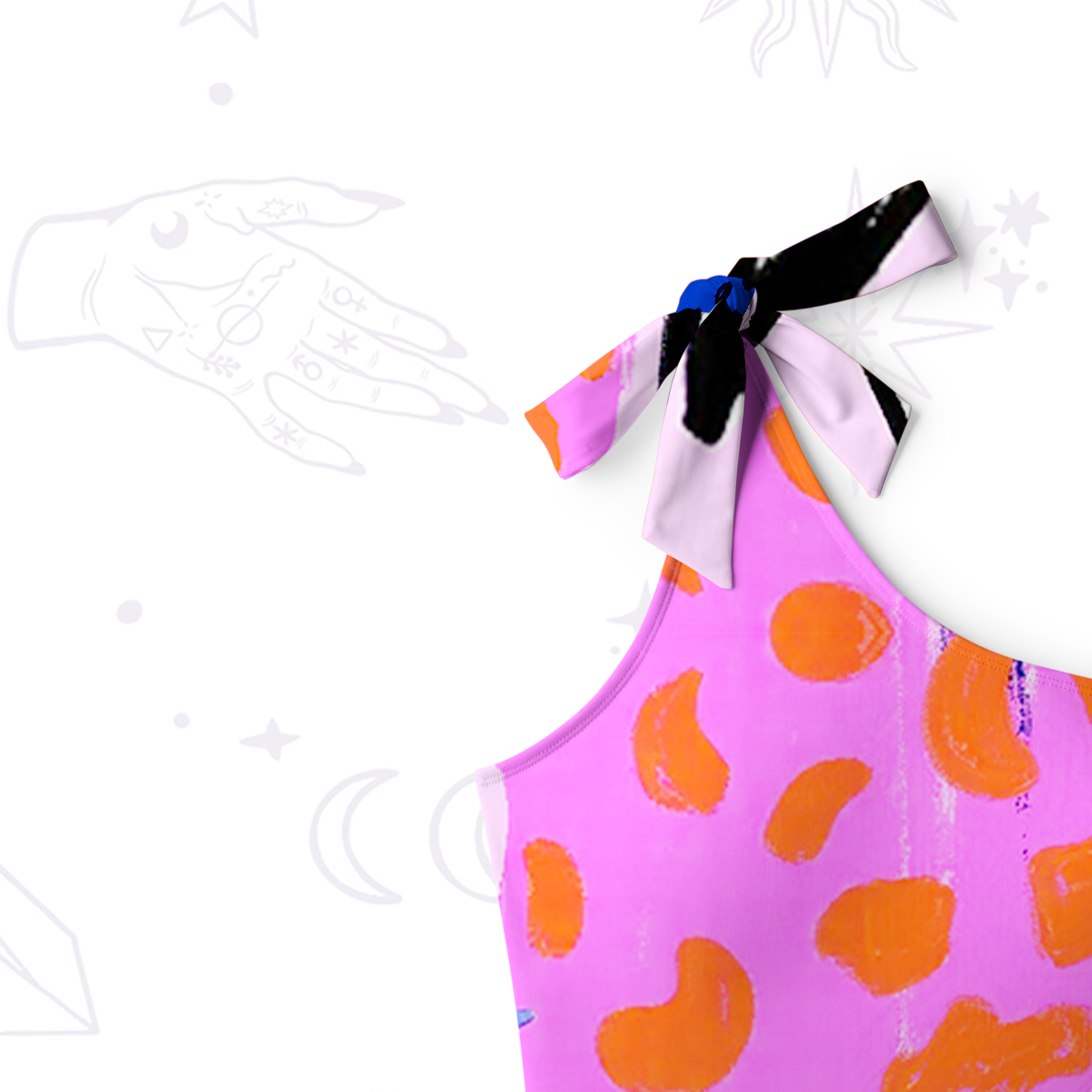 Purplehecate Cosmic Love Eyes Graffiti One-Shoulder One-Piece Swimsuit