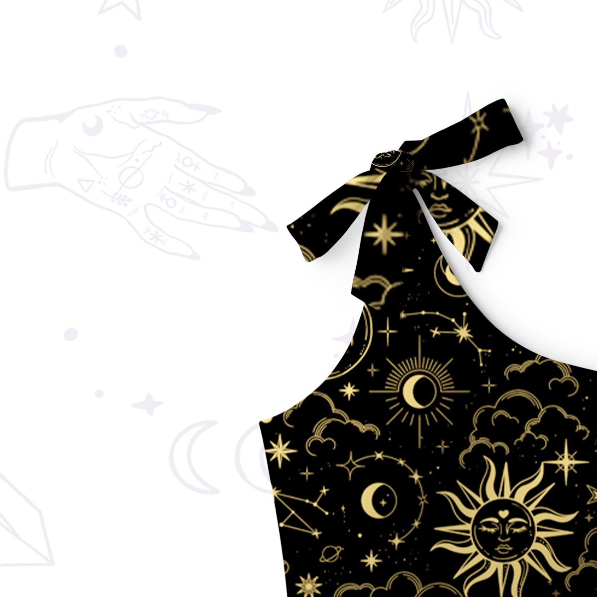 Purplehecate Mysterious Star & Moon One-Shoulder One-Piece Swimsuit