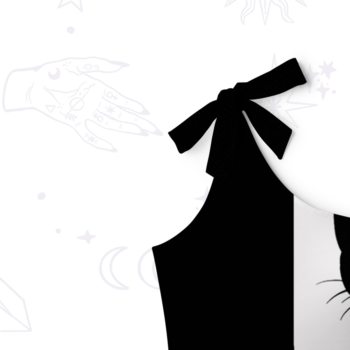 Purplehecate Peekaboo Cats One-Shoulder One-Piece Swimsuit