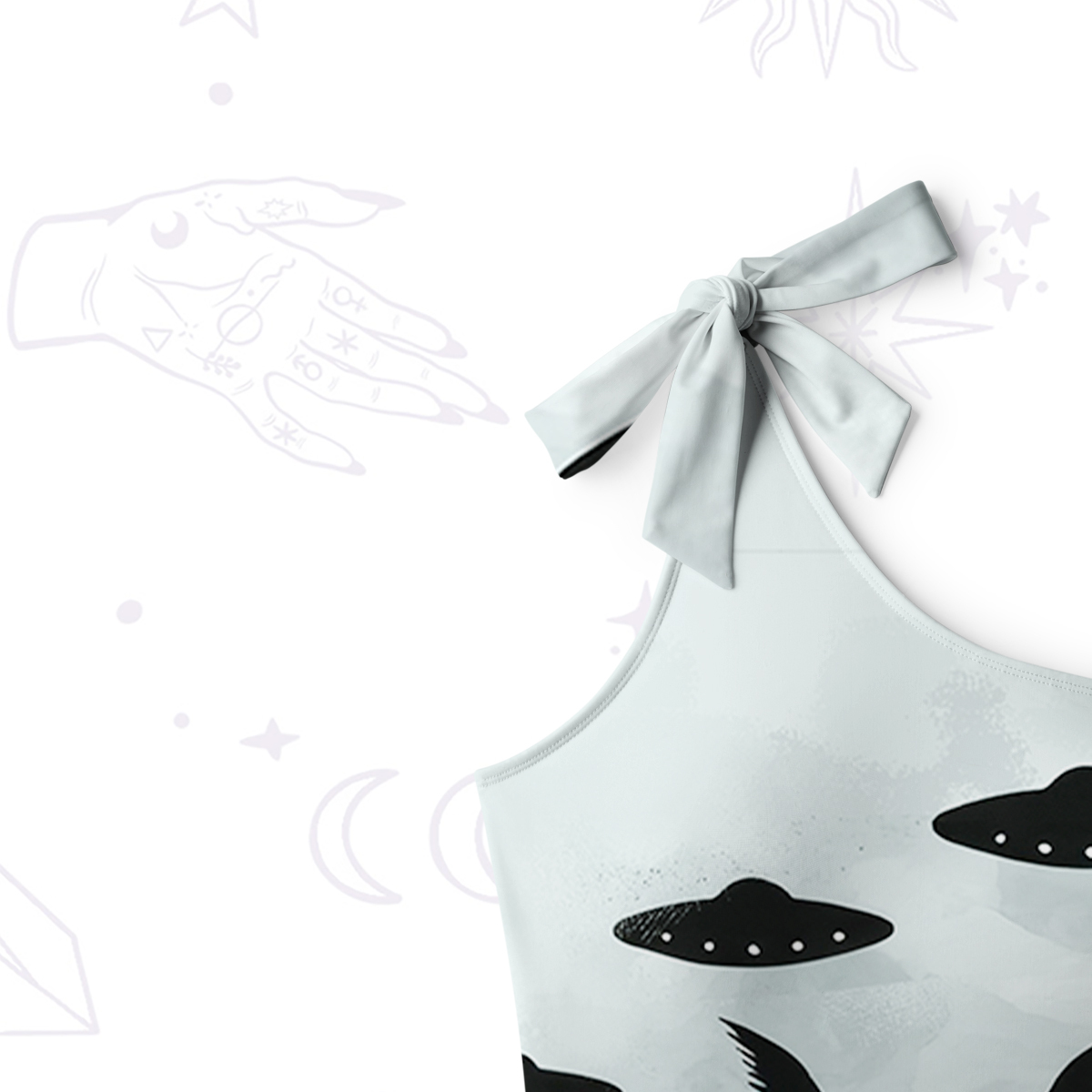 Purplehecate Alien Lake Monster Encounter One-Shoulder One-Piece Swimsuit