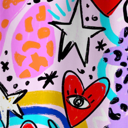 Purplehecate Cosmic Love Eyes Graffiti All Over Print T-Shirt