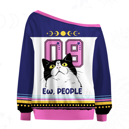 Purplehecate Ew People Cat Off The Shoulder Graphic Jersey