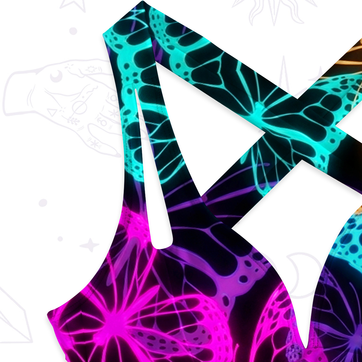 Purplehecate Neon Mystic Butterflies One-Piece Swimsuit