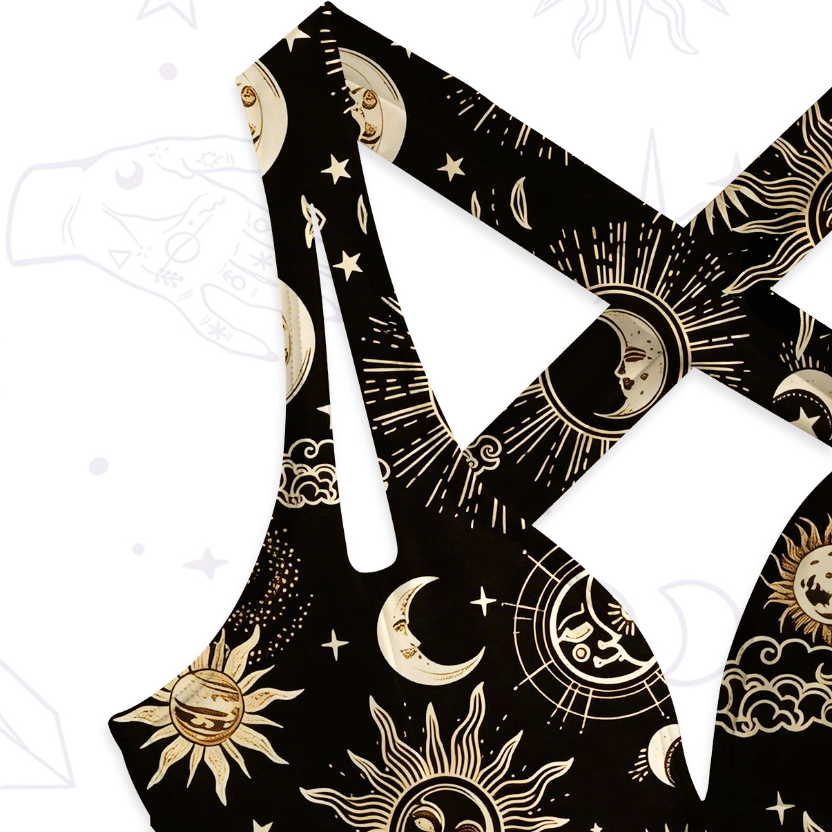 Purplehecate Celestial Sun Moon Stars One-Piece Swimsuit