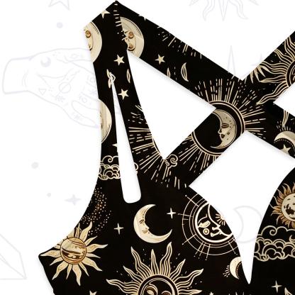 Purplehecate Celestial Sun Moon Stars One-Piece Swimsuit