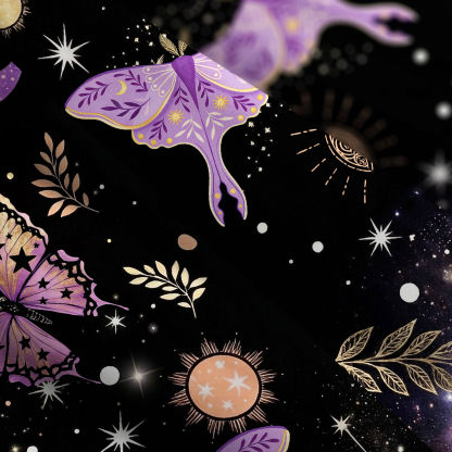 Purplehecate Starry Night Lunar Moth Wide Straps Maxi Dress