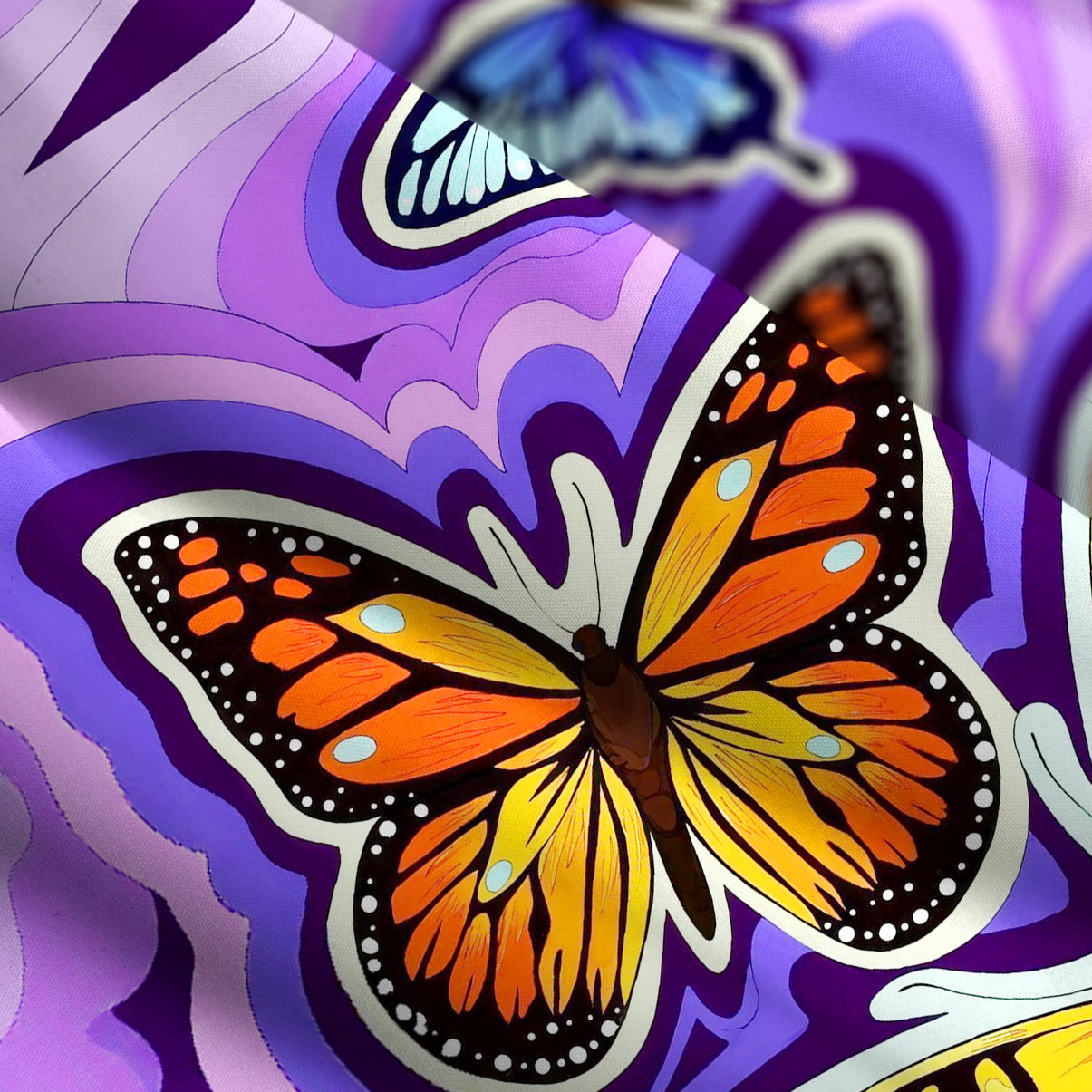 Purplehecate Psychedelic Butterfly Wide Straps Maxi Dress