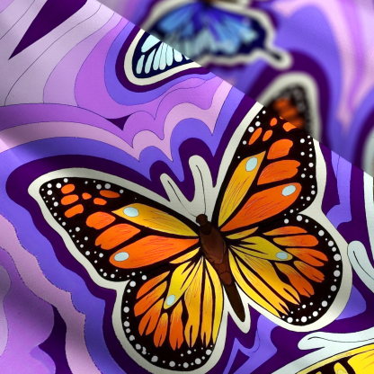 Purplehecate Psychedelic Butterfly Wide Straps Maxi Dress