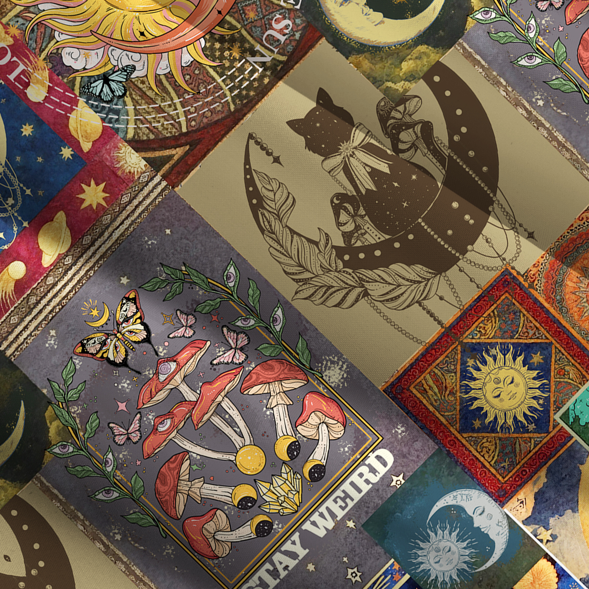 Purplehecate Starry Moon Patchwork for Cosmic Lovers Wide Straps Maxi Dress