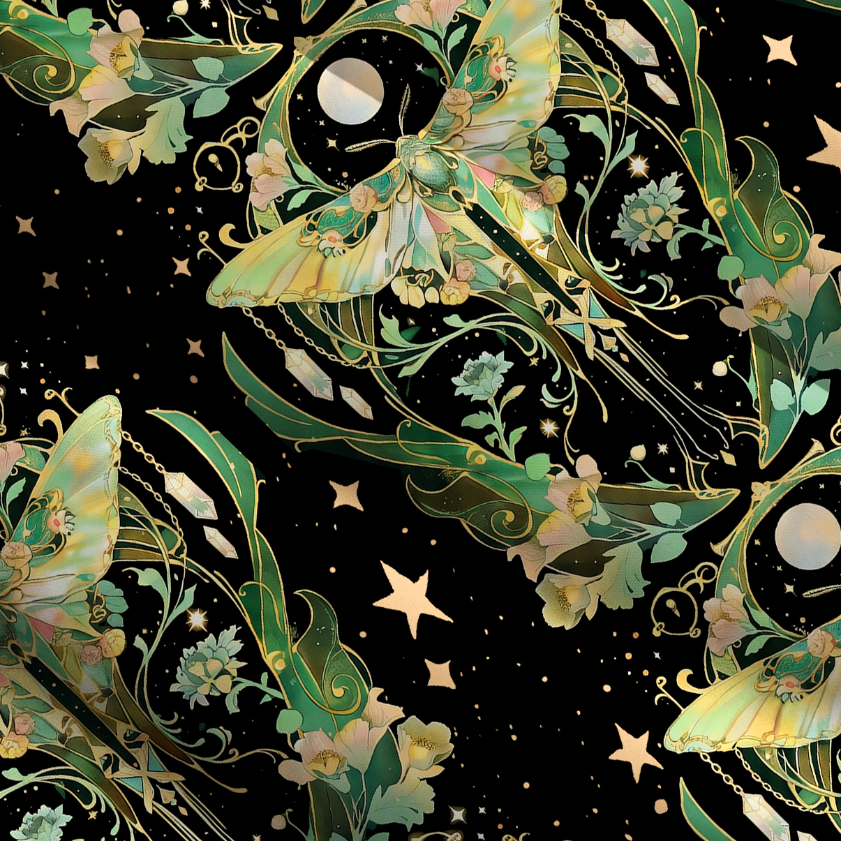 Purplehecate Moon Moth Rave Wide Straps Maxi Dress