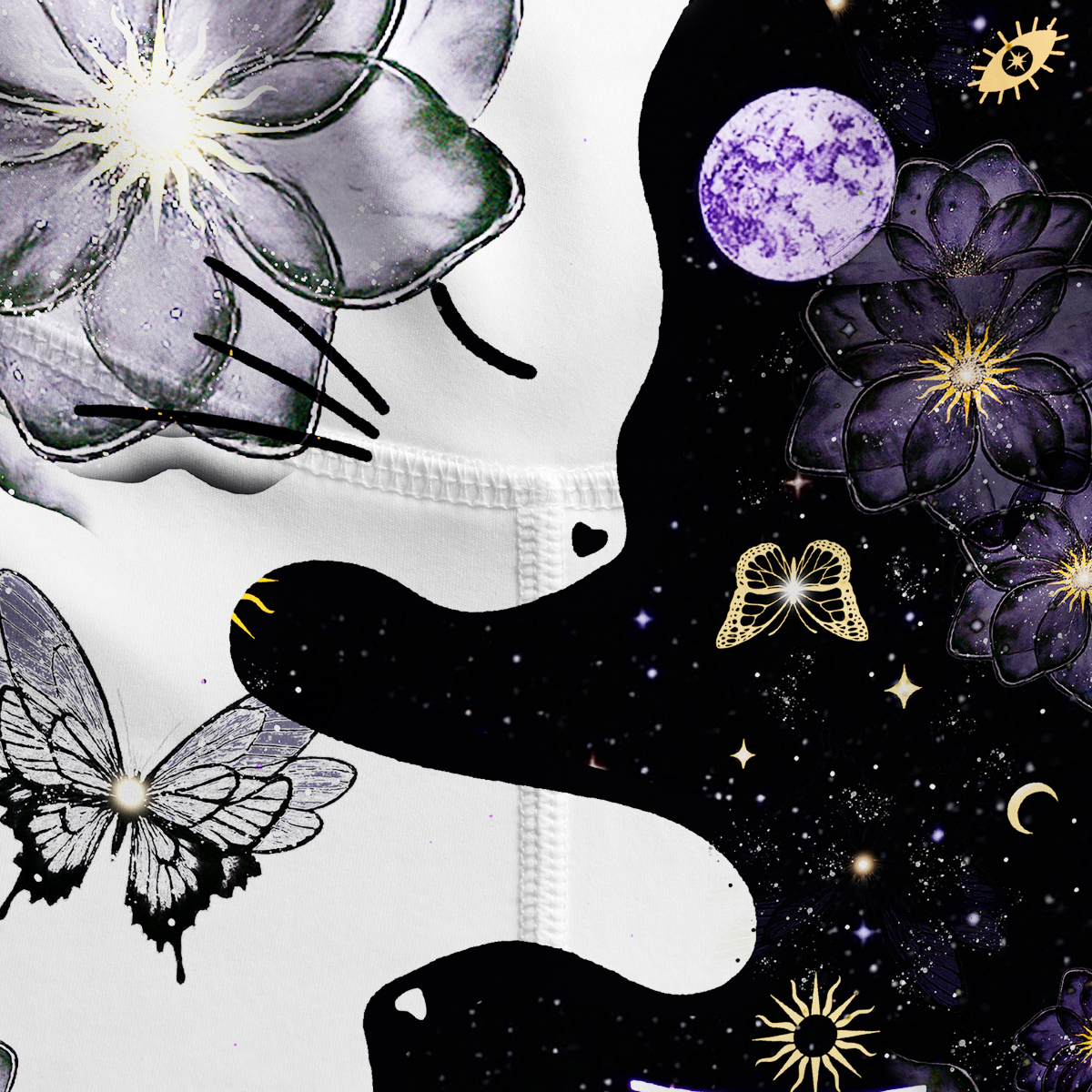 Purplehecate Starlit Cats & Butterflies Yoga Pants