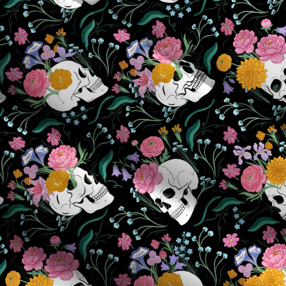 Purplehecate Sugar Skull Swing Wide Straps Maxi Dress