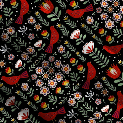 Purplehecate Mystic Forest Bird Wide Straps Maxi Dress