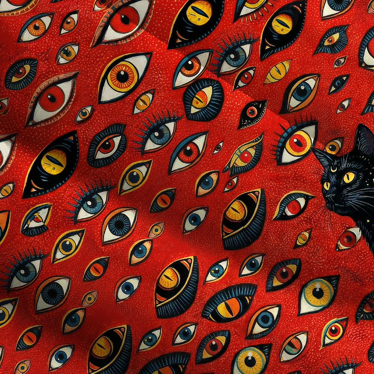 Purplehecate Cosmic Watcher Cat Wide Straps Maxi Dress