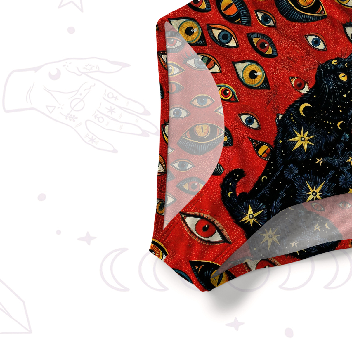 Purplehecate Cosmic Watcher Cat Slim-Strap Swimsuit