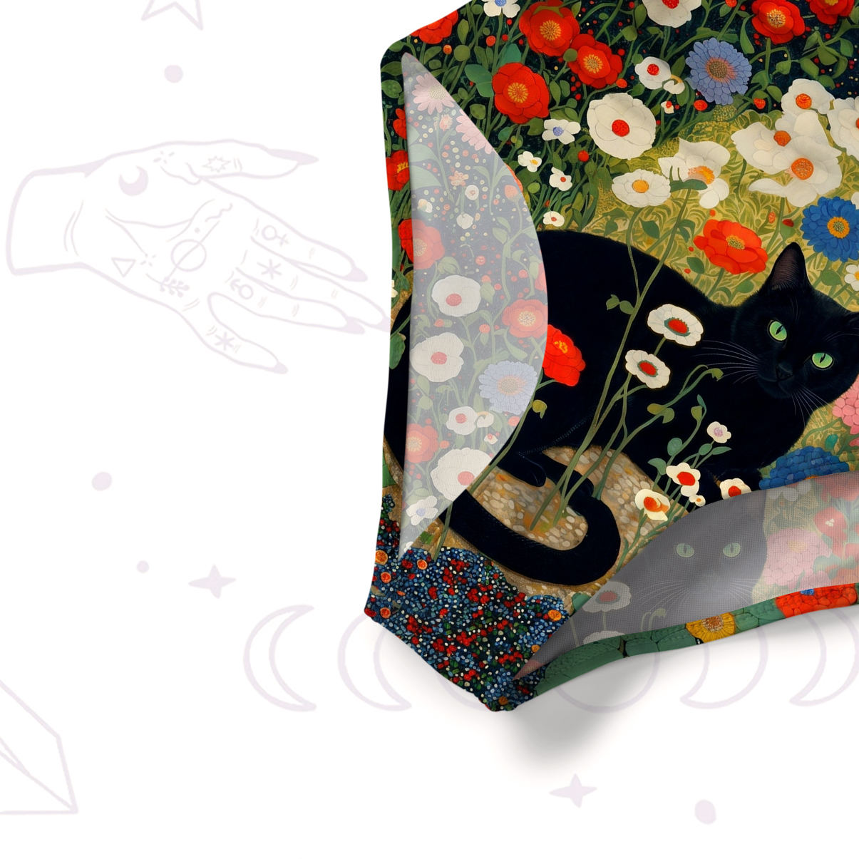 Purplehecate Vintage The Cat in Bloom Slim-Strap Swimsuit