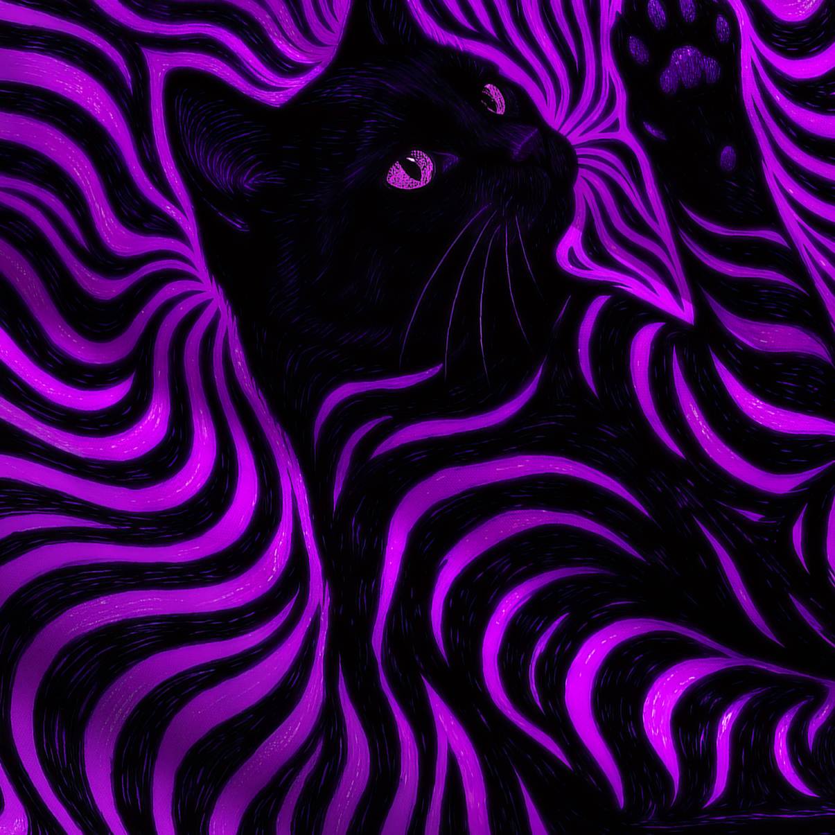 Purplehecate Psychedelic Cat Wide Straps Maxi Dress