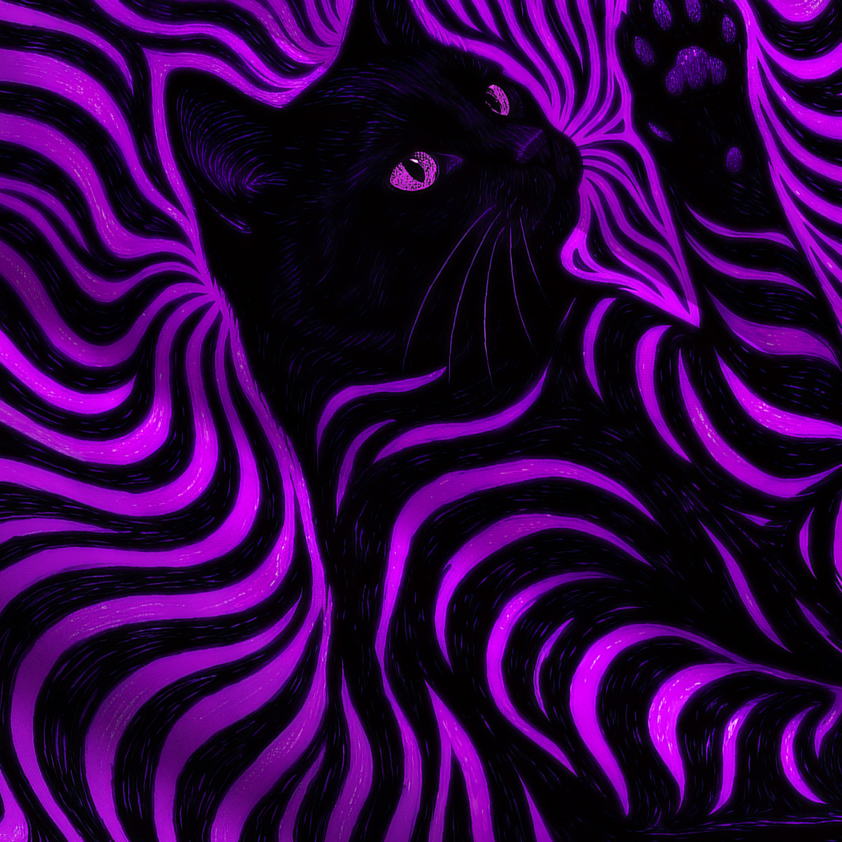 Purplehecate Psychedelic Cat Wide Straps Maxi Dress