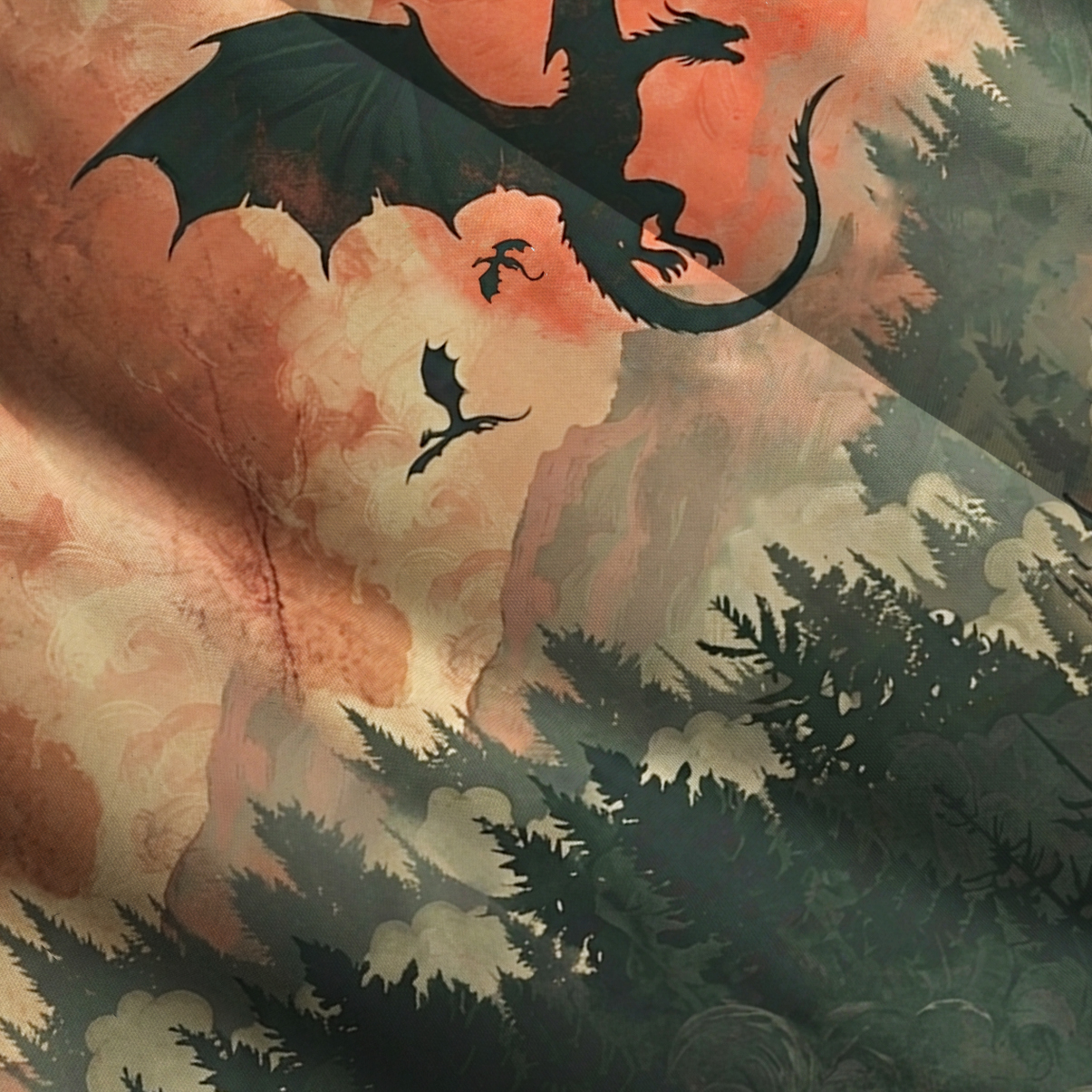 Purplehecate Mystic Sunset Forest Dragon Wide Straps Maxi Dress