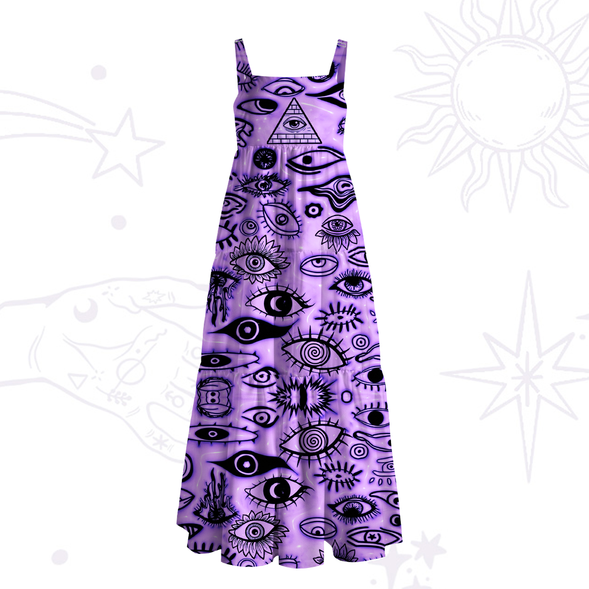 Purplehecate Realm of the All‑Seeing Eye Wide Straps Maxi Dress