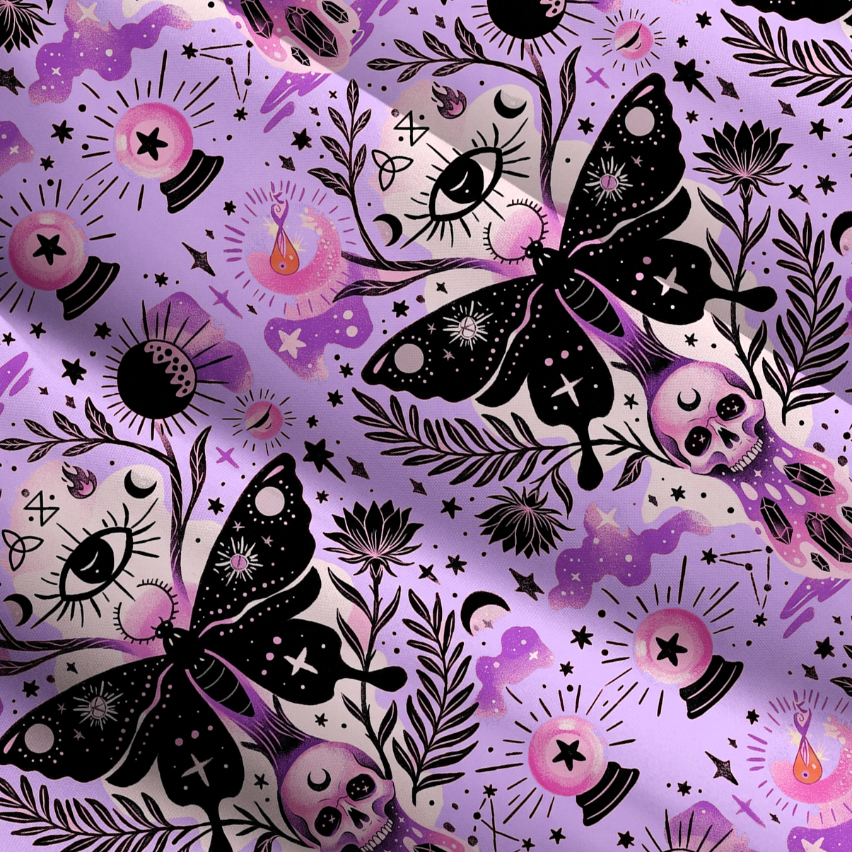 Purplehecate Whispers of the Death's-head Mot Wide Straps Maxi Dress