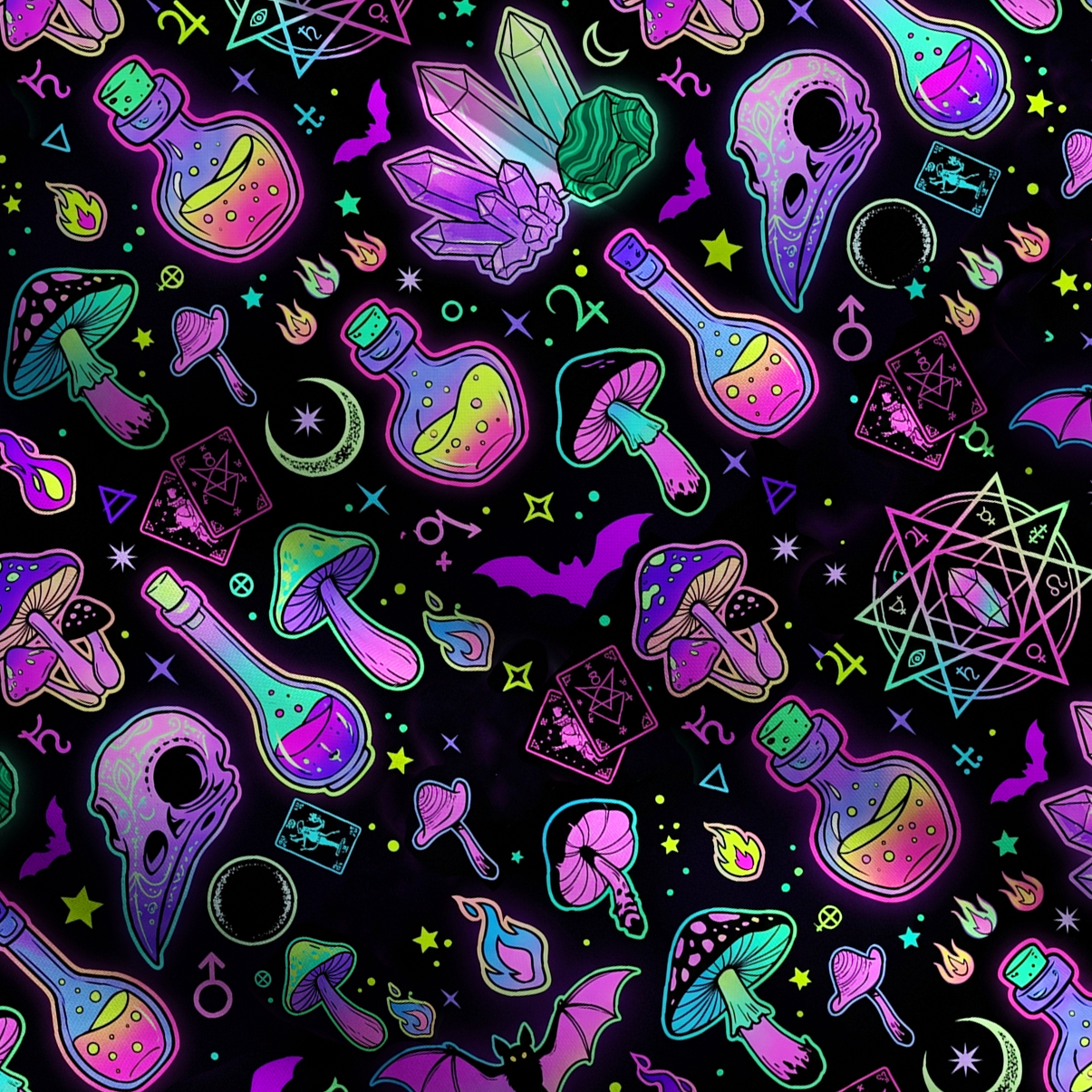 Purplehecate Neon Alchemy Wide Straps Maxi Dress