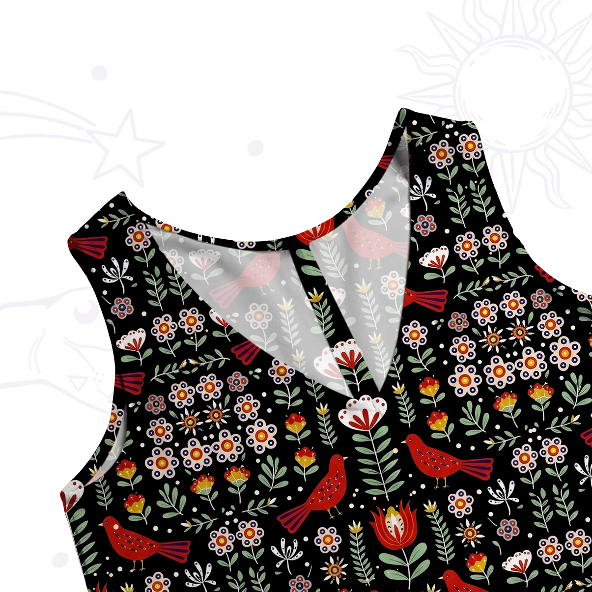 Purplehecate Mystic Forest Bird Wide Leg Jumpsuit