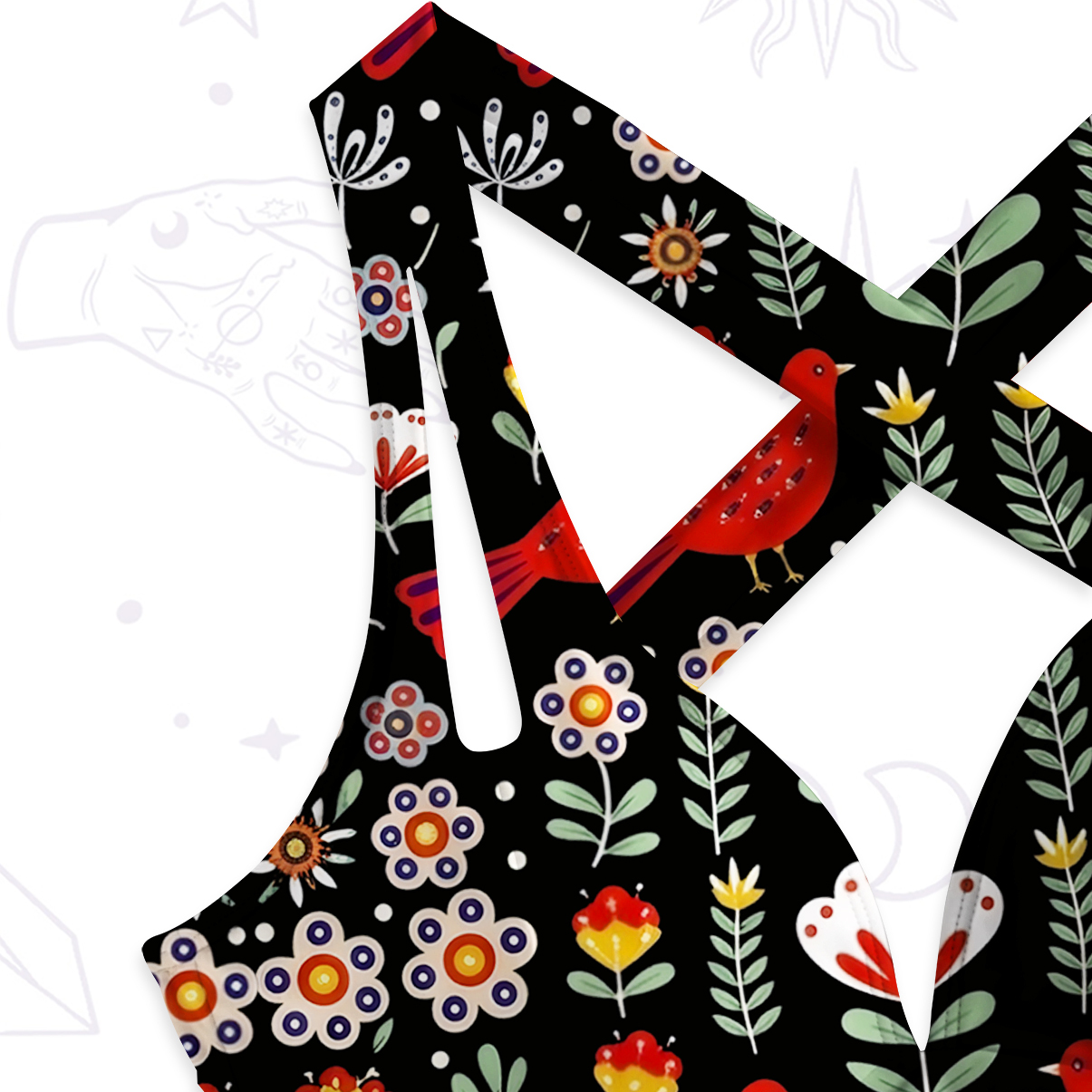 Purplehecate Mystic Forest Bird One-Piece Swimsuit