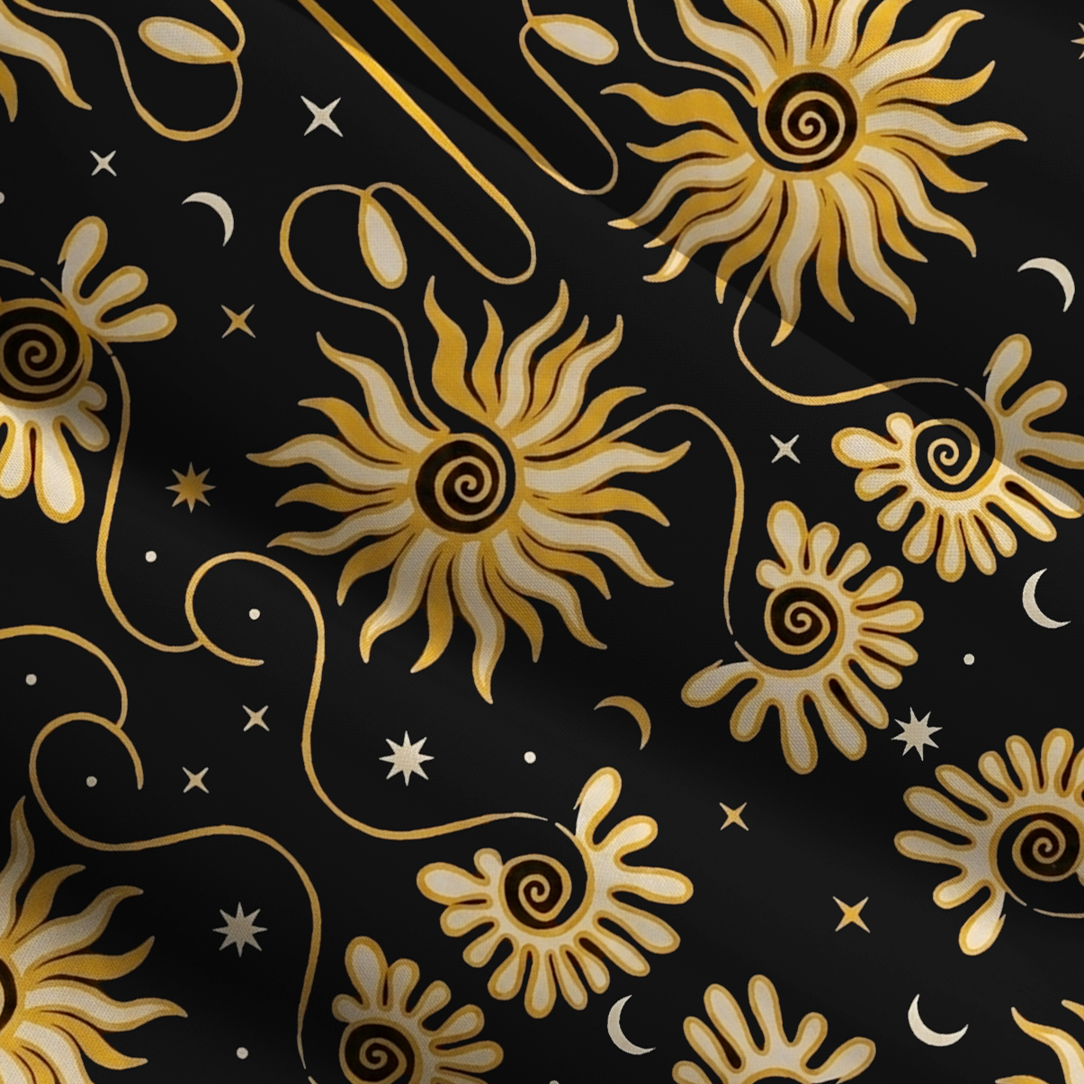 Purplehecate Golden Cosmic Sunflower Wide Straps Maxi Dress