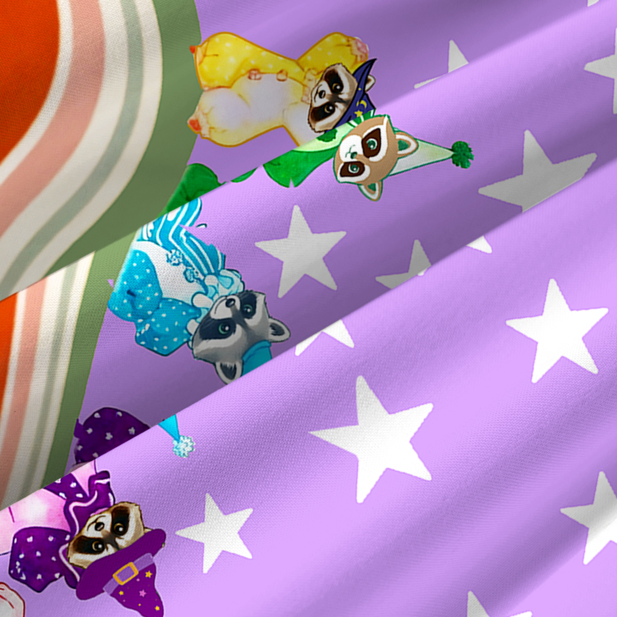Purplehecate Rainbow Raccoon Star Spaghetti Strap Midi Dress