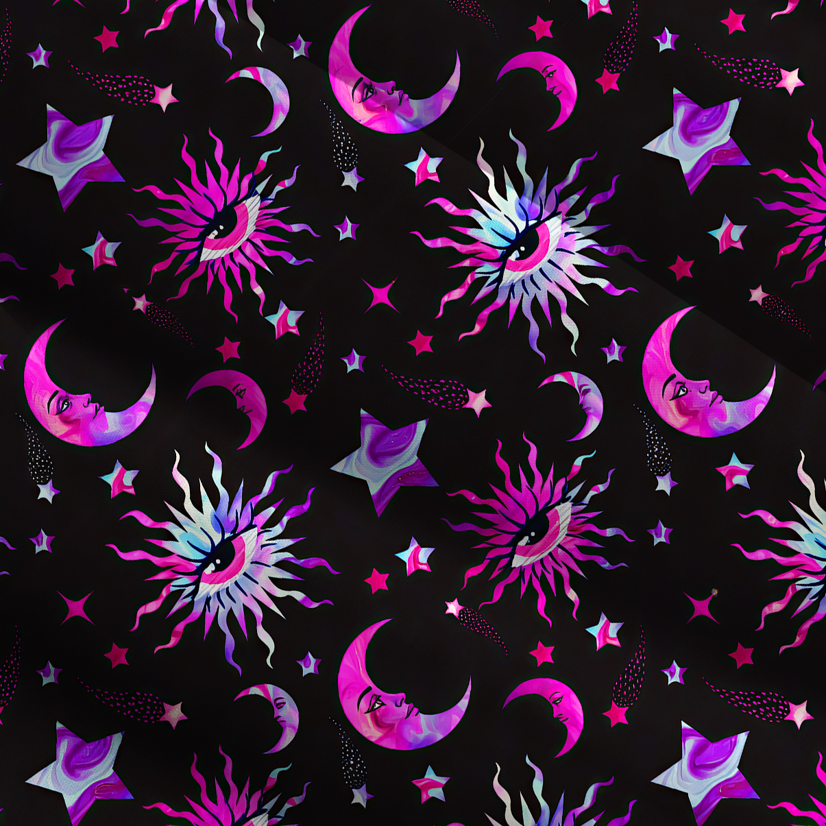 Purplehecate Celestial Eye Starlit Moon Wide Straps Maxi Dress